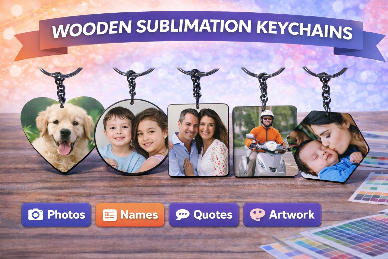 Wooden Printed Keychain